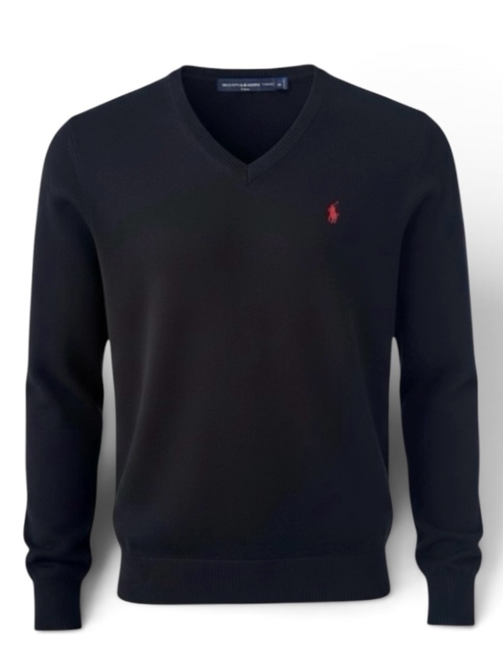 Ralph Lauren Black V-Neck Long Sleeve Cotton Knit Sweater Size XS